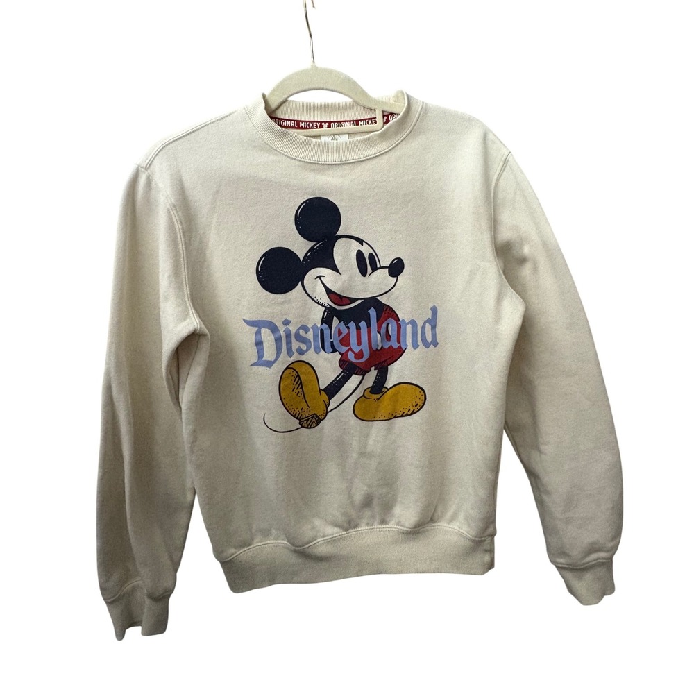 Disney Original Mickey Crewneck Sweatshirt XS Cream Pullover Classic Logo